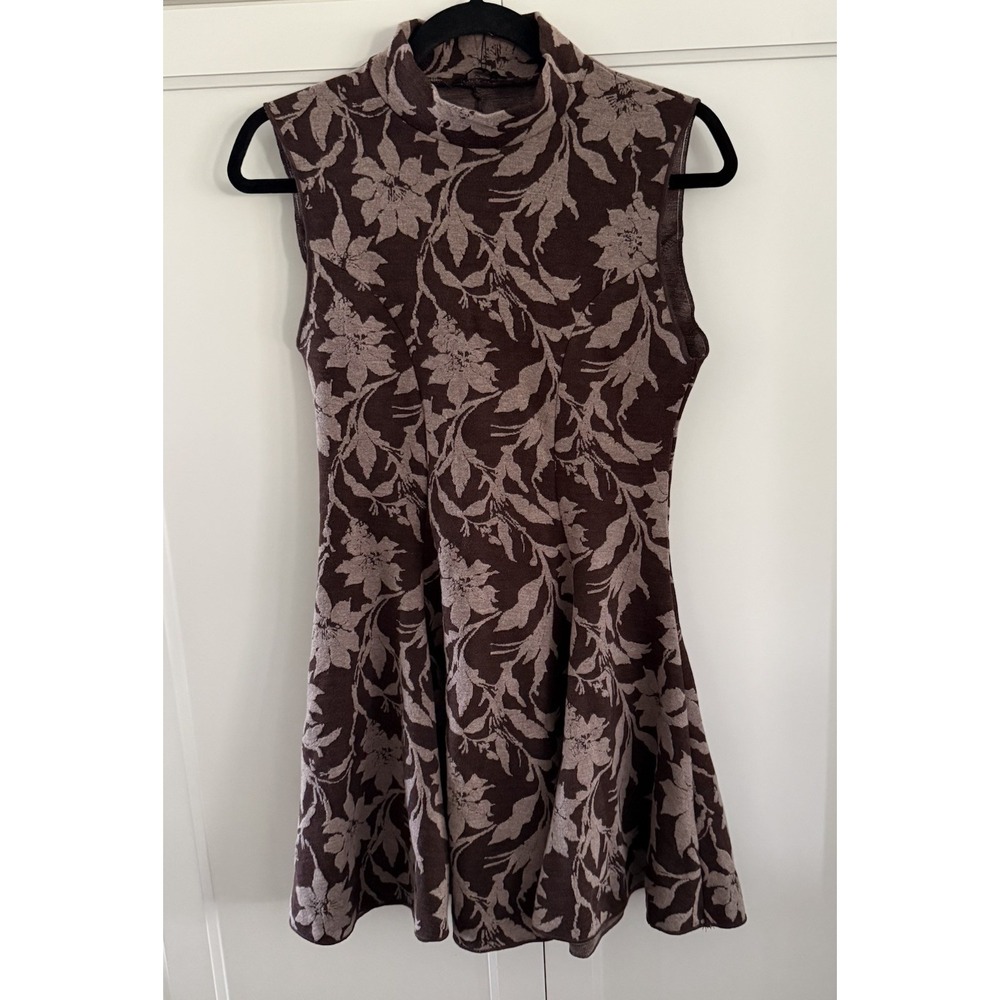 NWT Zara Floral Jacquard Knit Mini Dress Mock Neck Sleeveless Size Small - Picture 2 of 8